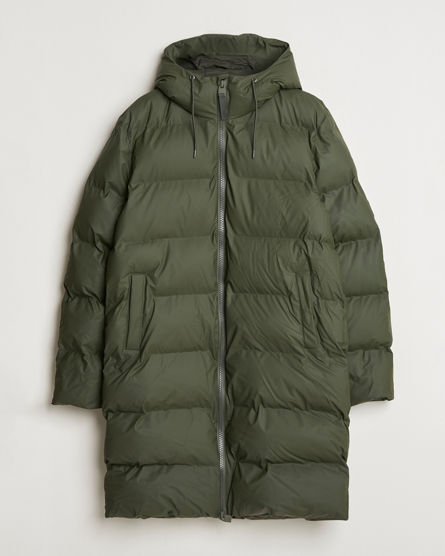 RAINS Alta Long Puffer Parka Green – Verde