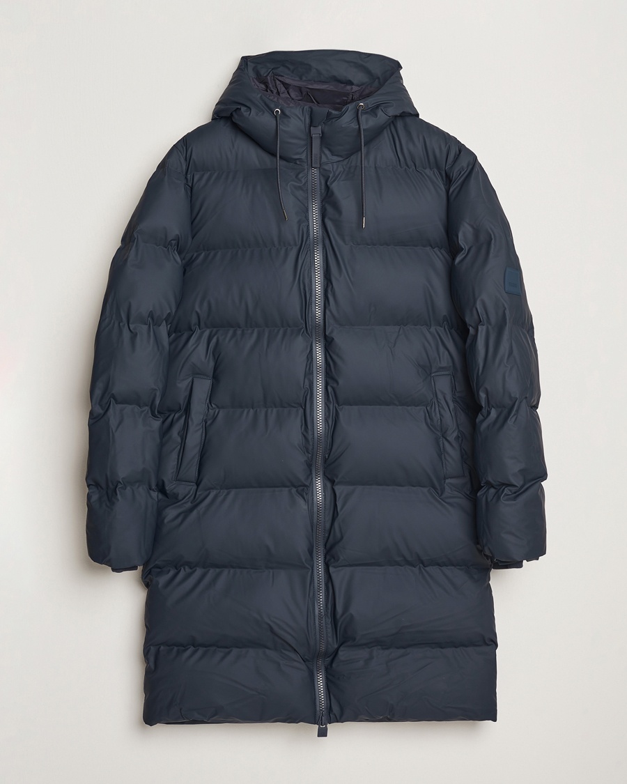 RAINS Alta Long Puffer Parka Navy – Azul