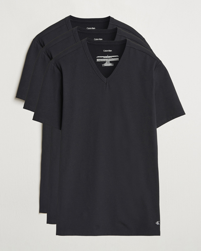 Calvin Klein 3-Pack Cotton Stretch V-Neck T-Shirt Black – Negro