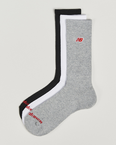 New Balance 3-Pack Patch Logo Socks White/Grey/Black – Blanco