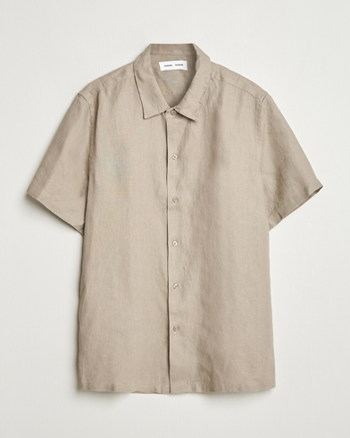 Samsøe Samsøe Avan Linen Short Sleeve Shirt Greige – Beige