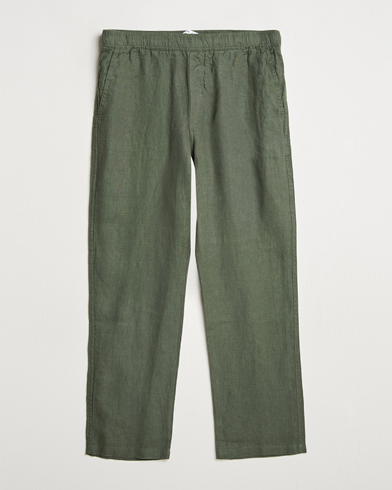 Samsøe Samsøe Jabari Linen Drawstring Trousers Climbing Ivy – Verde