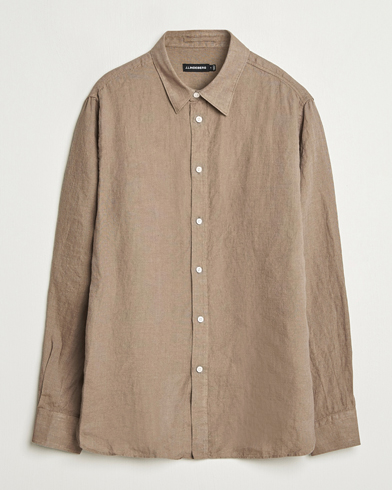 J.Lindeberg Linen Melange Shirt Nutmeg – Marrón