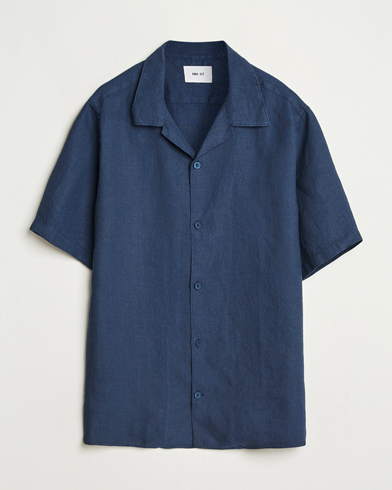NN07 Julio Linen Resort Shirt Navy Blue – Azul