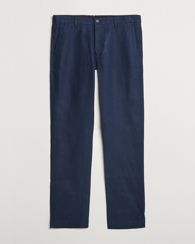 NN07 Theo Linen Trousers Navy Blue – Azul