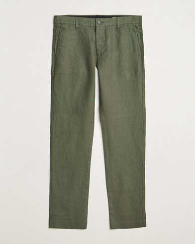 NN07 Theo Linen Trousers Croc Green – Verde