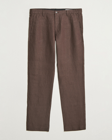 NN07 Theo Linen Trousers Coffee – Marrón