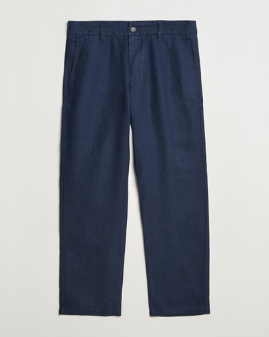 NN07 Aden Regular Fit Linen Chinos Navy Blue – Azul