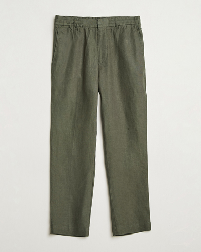 NN07 Billie Linen Drawstring Trousers Croc Green – Verde