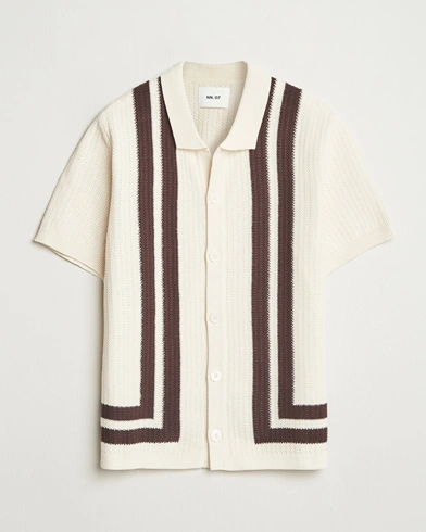 NN07 Ares Knitted Short Sleeve Shirt Ivory – Blanco