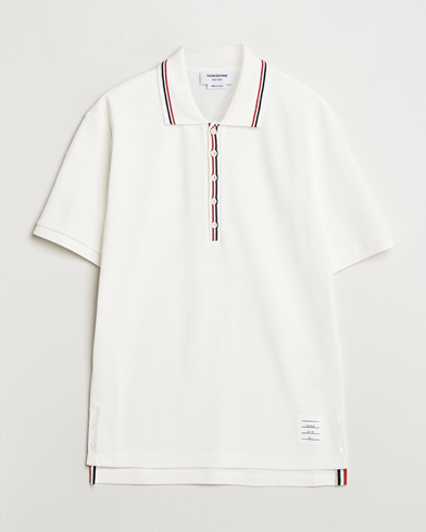 Thom Browne Waffle Cotton Polo Natural White – Blanco