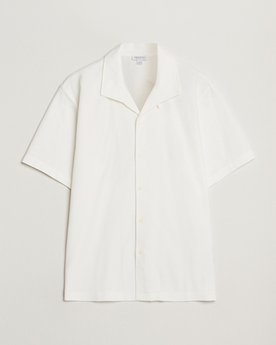 Sunspel Open Collar Mesh Shirt Ecru – Blanco