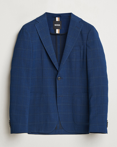 BOSS BLACK Hanry Wool Checked Blazer Dark Blue – Azul