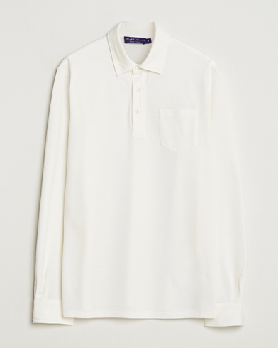 Ralph Lauren Purple Label Cotton/Cashmere Long Sleeve Polo Cream – Blanco