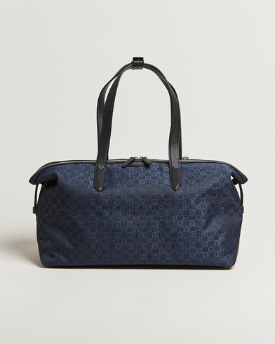 Smythson Canvas Stamp Small Travel Bag Navy – Azul