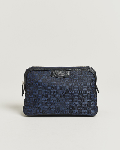 Smythson Canvas Stamp Travel Pouch Navy – Azul
