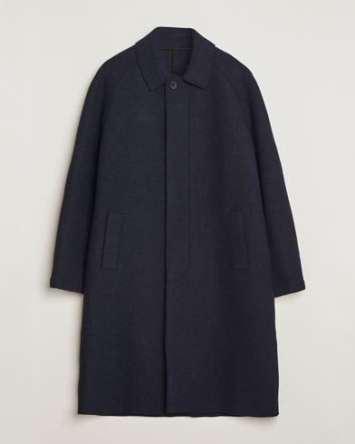 Harris Wharf London Boiled Wool Fly Front Balmacan Coat Navy – Azul