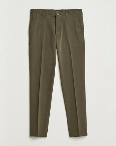 BOSS BLACK Kane Brushed Cotton Pleated Trousers Open Green – Verde