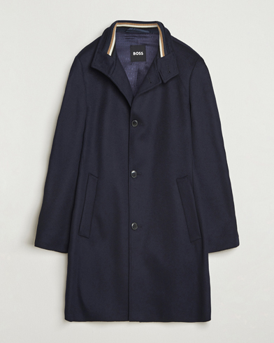 BOSS BLACK Hyde Stand Up Collar Coat Dark Blue – Azul