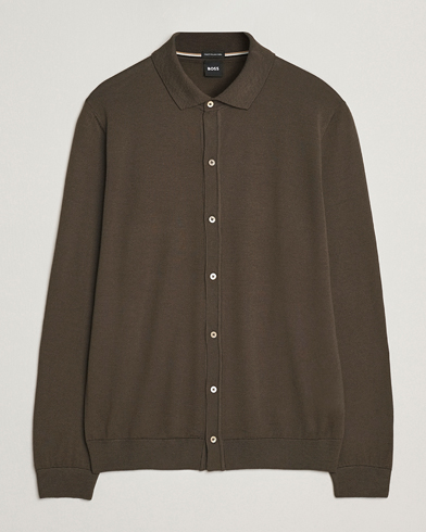 BOSS BLACK Helbert Wool Cardigan Open Green – Verde