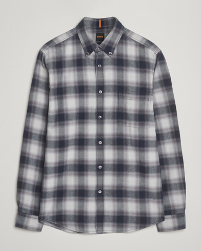 BOSS ORANGE Rickert Brushed Cotton Checked Shirt Open Grey – Gris