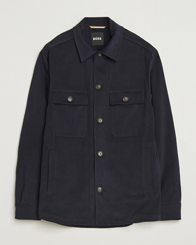 BOSS BLACK Carper Cotton Overshirt Dark Blue – Azul