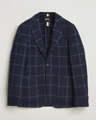 BOSS BLACK Hanry Wool Checked Blazer Dark Blue – Azul