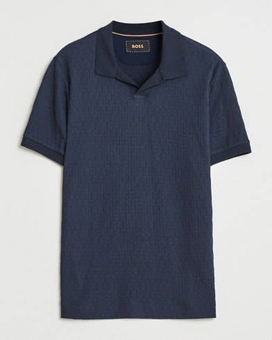 BOSS CAMEL Parson Structured Open Collar Polo Dark Blue – Azul