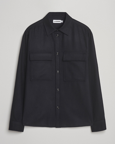 J.Lindeberg Flat Wool Overshirt Black – Negro