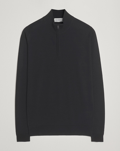John Smedley Barrow Extra Fine Merino Half Zip Black – Negro