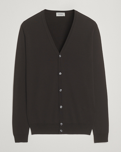 John Smedley Petworth Extra Fine Merino Cardigan Faulkner Brown – Marrón