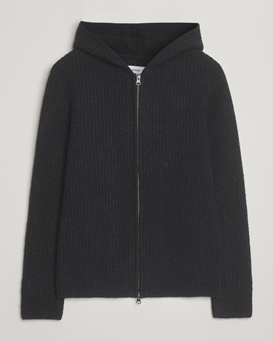Samsøe Samsøe Koji Knitted Full Zip Hoodie Black Melange – Negro