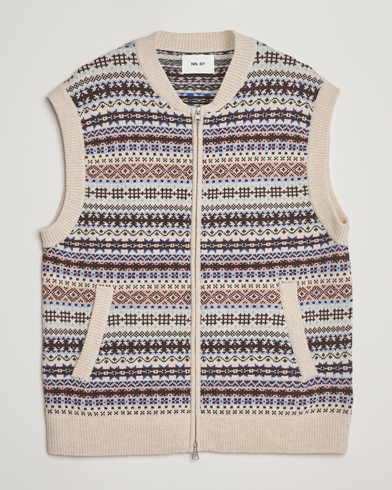 NN07 Robbie Fairisle Full Zip Vest Multi – Multicolor
