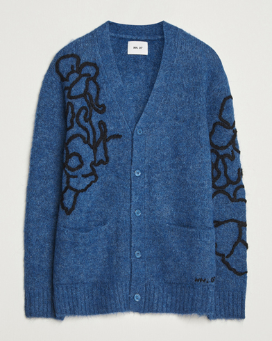 NN07 Kyle Alpaca Knitted Cardigan Denim Blue – Azul