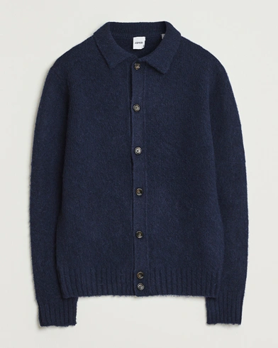 Aspesi Brushed Shetland Cardigan Navy – Azul