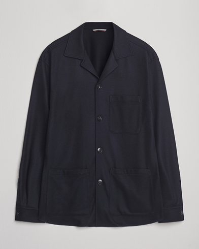 Canali Wool Shirt Jacket Navy – Azul