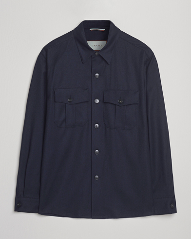 Canali Flannel Overshirts Navy – Azul