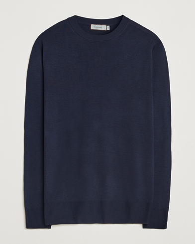 Canali Merino Wool Crew Neck Navy – Azul