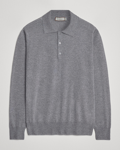 Canali Merino Wool Long Sleeve Polo Light Grey – Gris