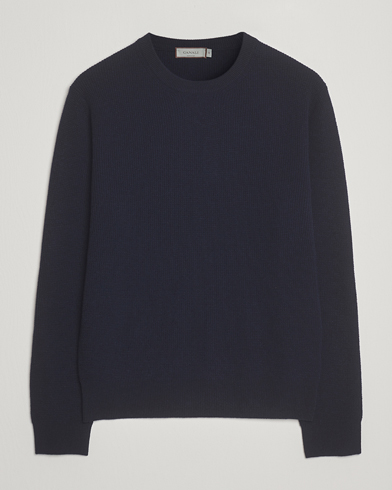 Canali Wool/Cashmere Crew Neck Navy – Azul