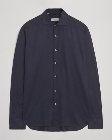 Canali Jersey Piquet Shirt Navy – Azul