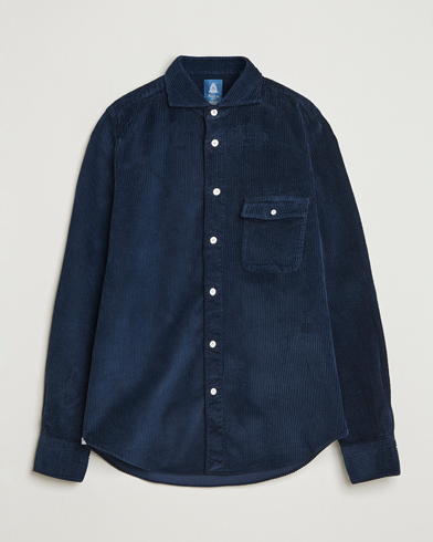 Finamore Napoli Garment Dyed Corduroy Overshirt Navy – Azul