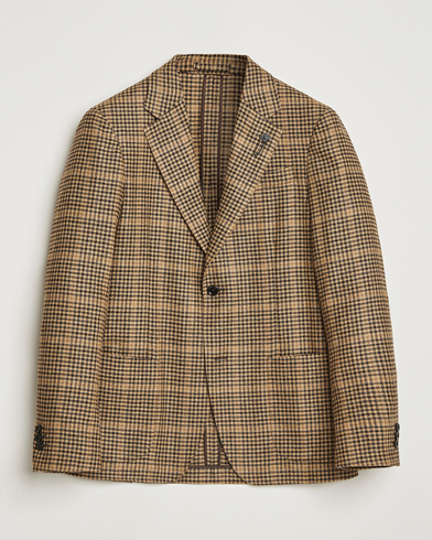 Lardini Wool/Cashmere Houndstooth Overcheck Blazer Brown – Marrón
