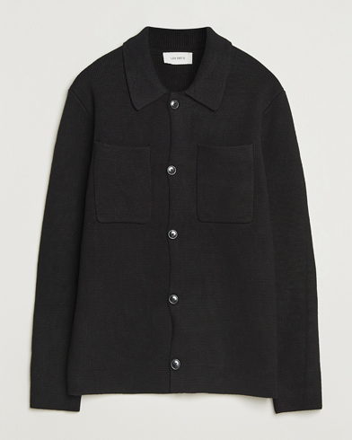 LES DEUX Fisher Cotton Milano Knitted Overshirt Black – Negro