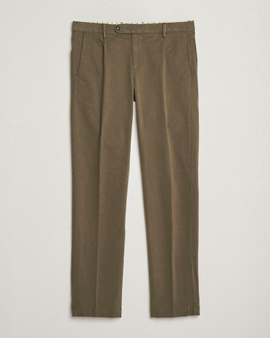 Massimo Alba Ionio Pleated Moleskine Trousers Military – Marrón