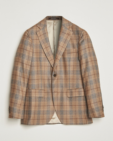 Oscar Jacobson Fogerty Checked Loro Piana Wool Blazer Light Brown – Marrón