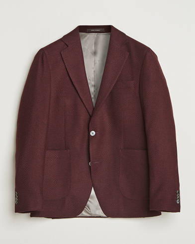 Oscar Jacobson Fogerty Patch Structured Wool Blazer Wine – Rojo