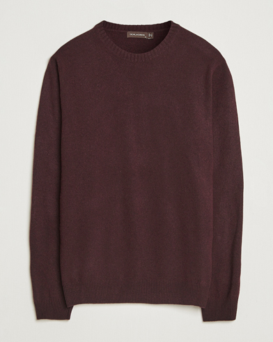 Oscar Jacobson Valter Wool/Cashmere Round Neck Burgundy – Rojo