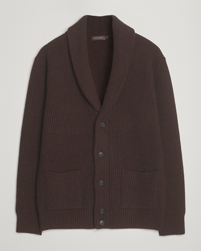 Oscar Jacobson Roland Wool Cardigan Dark Brown – Marrón