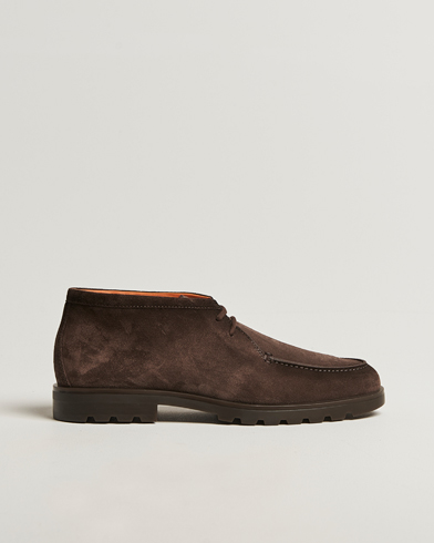 Santoni Winter Chukka Boots Dark Brown Suede – Marrón